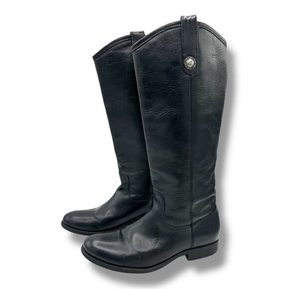 Frye Melissa Button Tall Leather Riding Boots Equestrian Boot Womens Black 7B - Picture 1 of 15